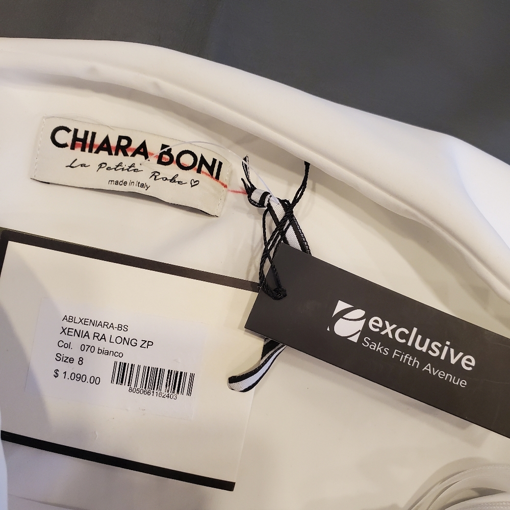 NWT$1,090 Chiara Boni Xenia White Asymmetric Column Gown Dress Sz 8 (44) - Picture 7 of 16